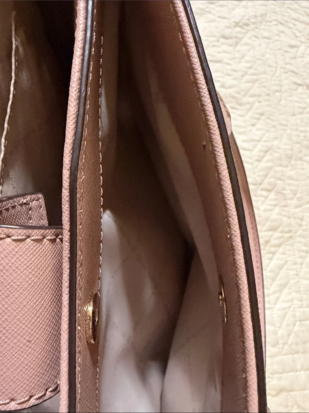 Michael Kors Mauve Leather Satchel with Gold Hardware. Long strap included.